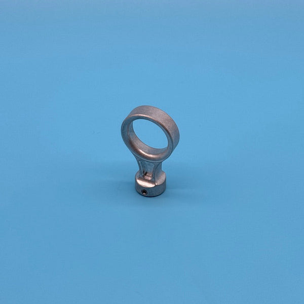 Raw aluminum CNC dipstick handle for Mazda MX-5 Miata, with ring pull and set-screw collar.