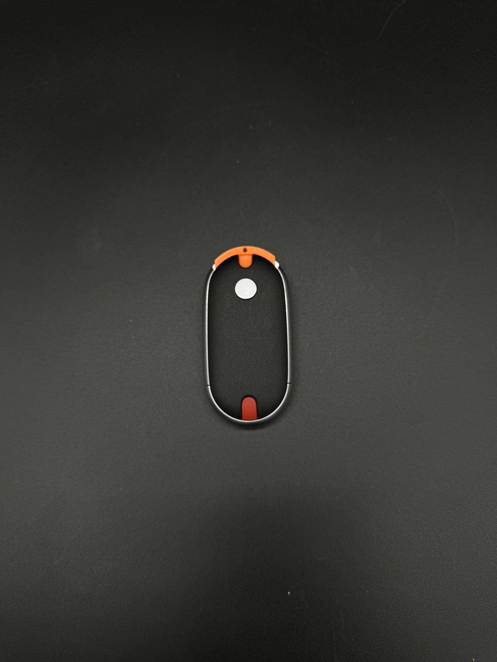 GEN 4 Mercedes-Benz key fob back housing in silver frame with orange and red accent blanks.