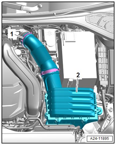 Removing the air duct hose and air filter housing from the ball pins
