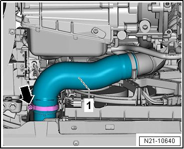 Removing the left charge air hose and air guide pipe