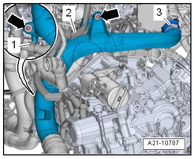 Freeing the wiring harness and removing the air guide pipe bolts
