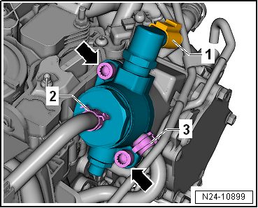 Disconnecting the N276 connector and fuel hose spring clamp